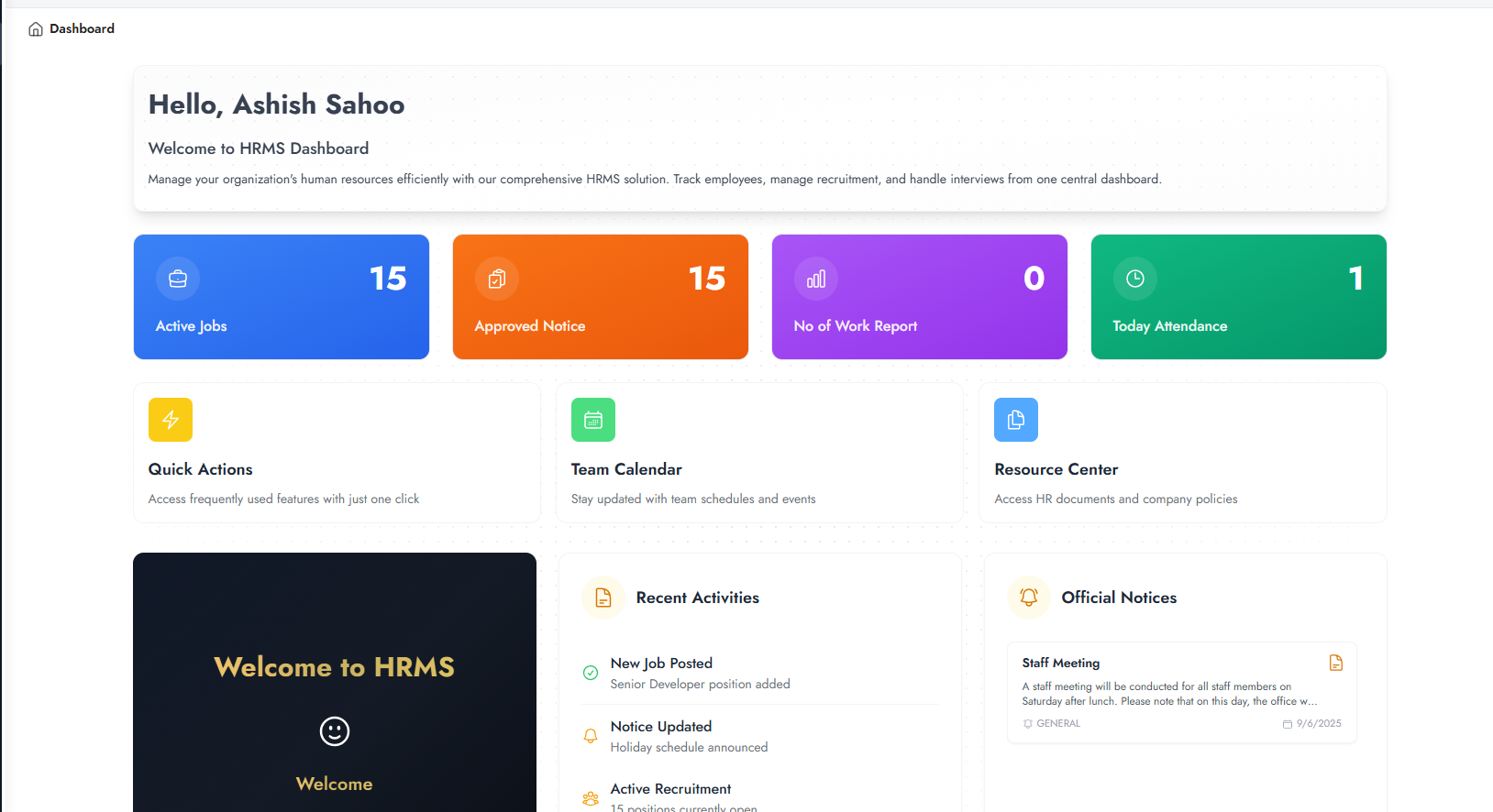 HRMS Dashboard